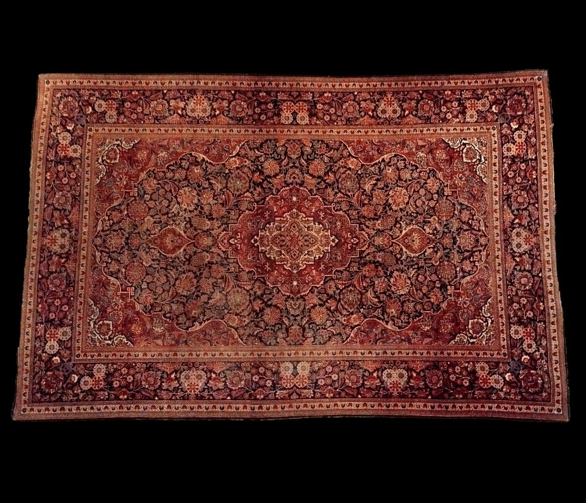 Kashan Rug, 136 X 205 Cm, Hand-knotted Wool In Iran Circa 1960 - 1970, Very Good Used Condition-photo-3