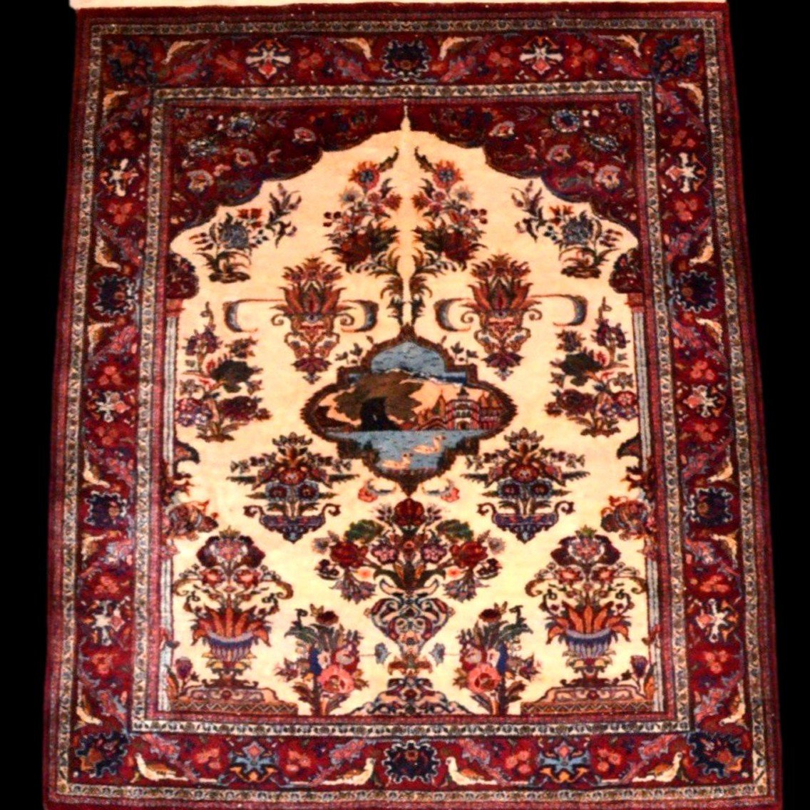 Kashan Rug, 146 X 192 Cm, Hand-knotted Kork Wool In Iran Circa 1980 In Perfect Condition-photo-2