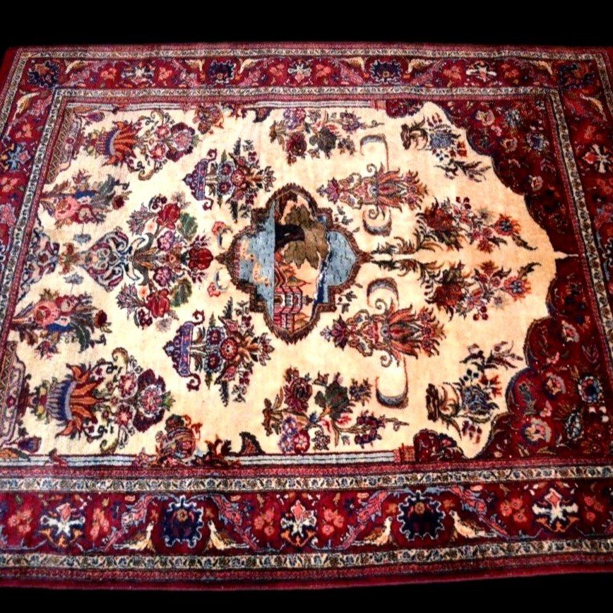 Tapis Kashan, 146 x 192 cm, laine kork nouée main en Iran vers 1980 dans un état parfait-photo-3