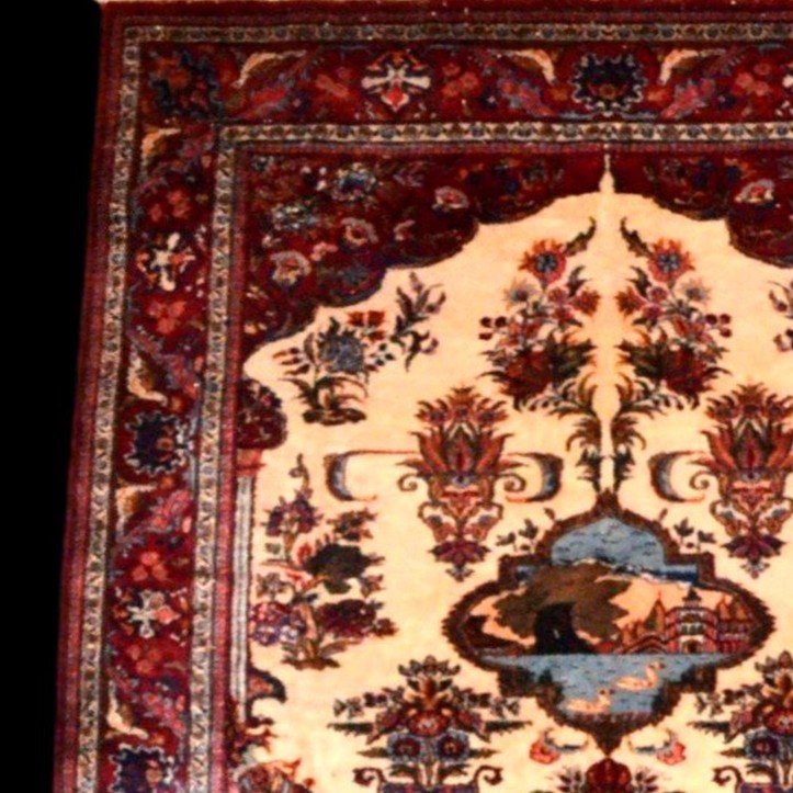 Tapis Kashan, 146 x 192 cm, laine kork nouée main en Iran vers 1980 dans un état parfait-photo-4