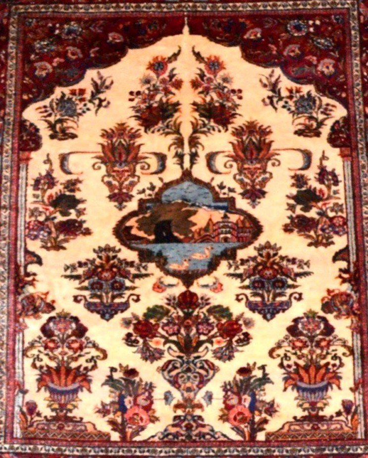 Tapis Kashan, 146 x 192 cm, laine kork nouée main en Iran vers 1980 dans un état parfait-photo-2