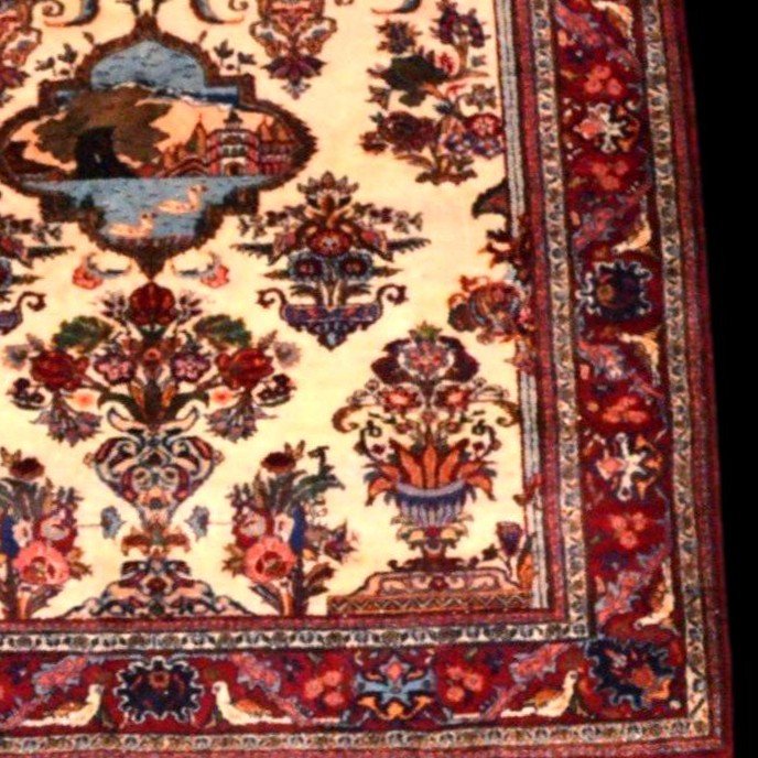 Tapis Kashan, 146 x 192 cm, laine kork nouée main en Iran vers 1980 dans un état parfait-photo-4