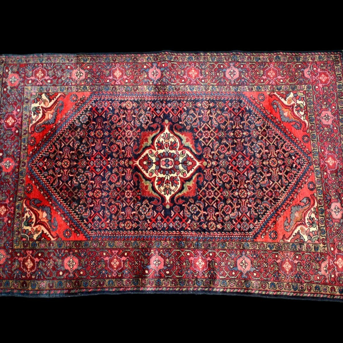 Tapis Malayer,150 cm x 217 cm, laine nouée main en Iran vers 1970 en très bon état-photo-3