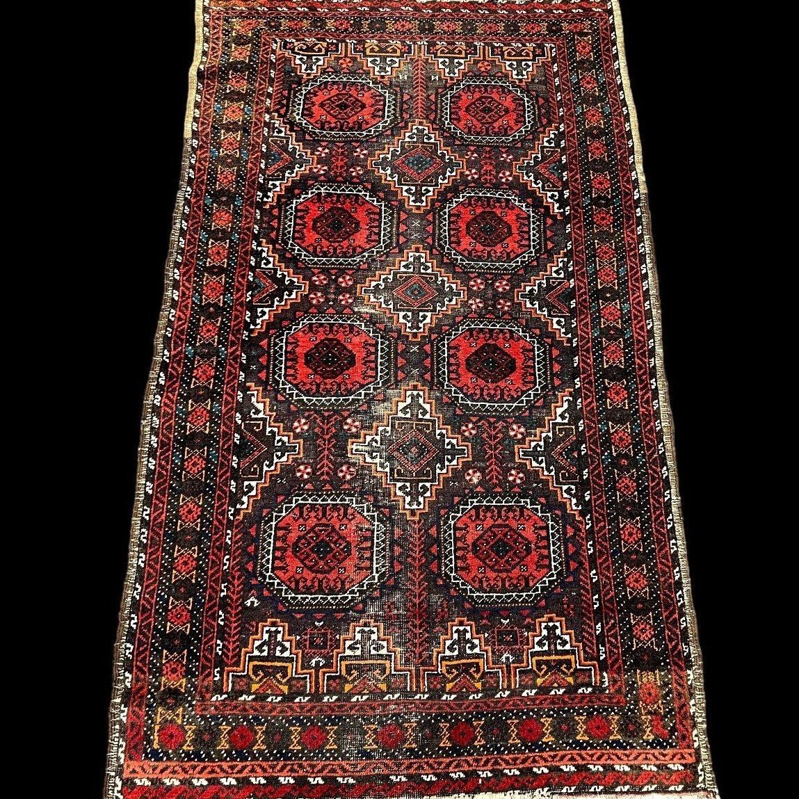 Tapis Baloutche, 95 x 158 cm, laine sur laine nouée main en Afghanistan, milieu du XXème Siècle-photo-2