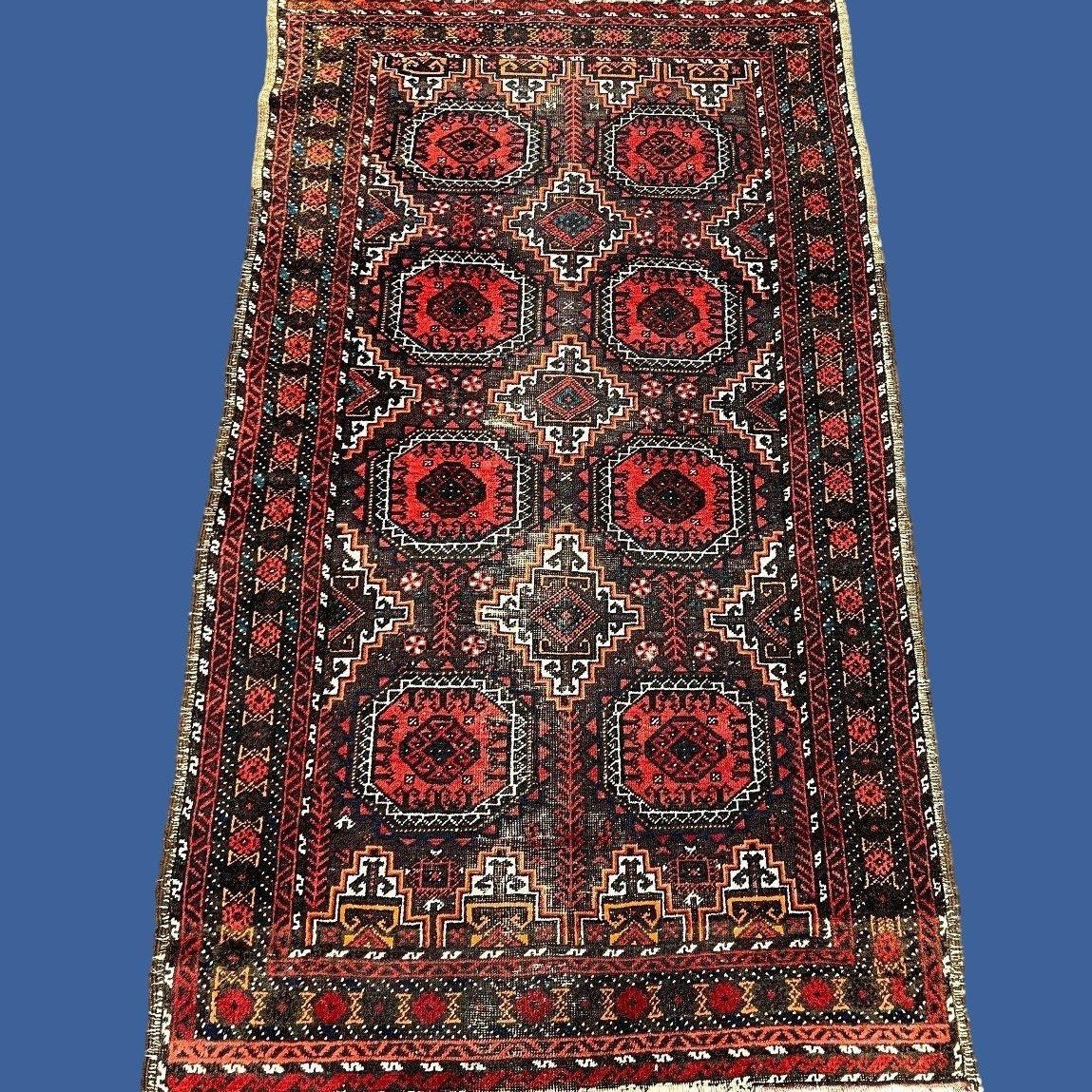 Tapis Baloutche, 95 x 158 cm, laine sur laine nouée main en Afghanistan, milieu du XXème Siècle-photo-8