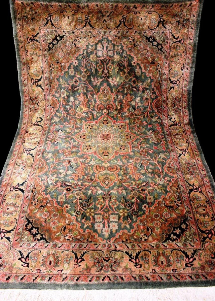 Sarouk Carpet, Indo-persian Kanchipur, 113 X 182 Cm, Hand-knotted Wool Circa 1980, In Very Good Condition-photo-2