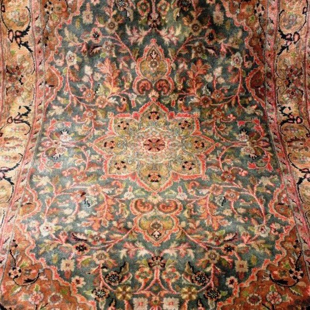 Sarouk Carpet, Indo-persian Kanchipur, 113 X 182 Cm, Hand-knotted Wool Circa 1980, In Very Good Condition-photo-3