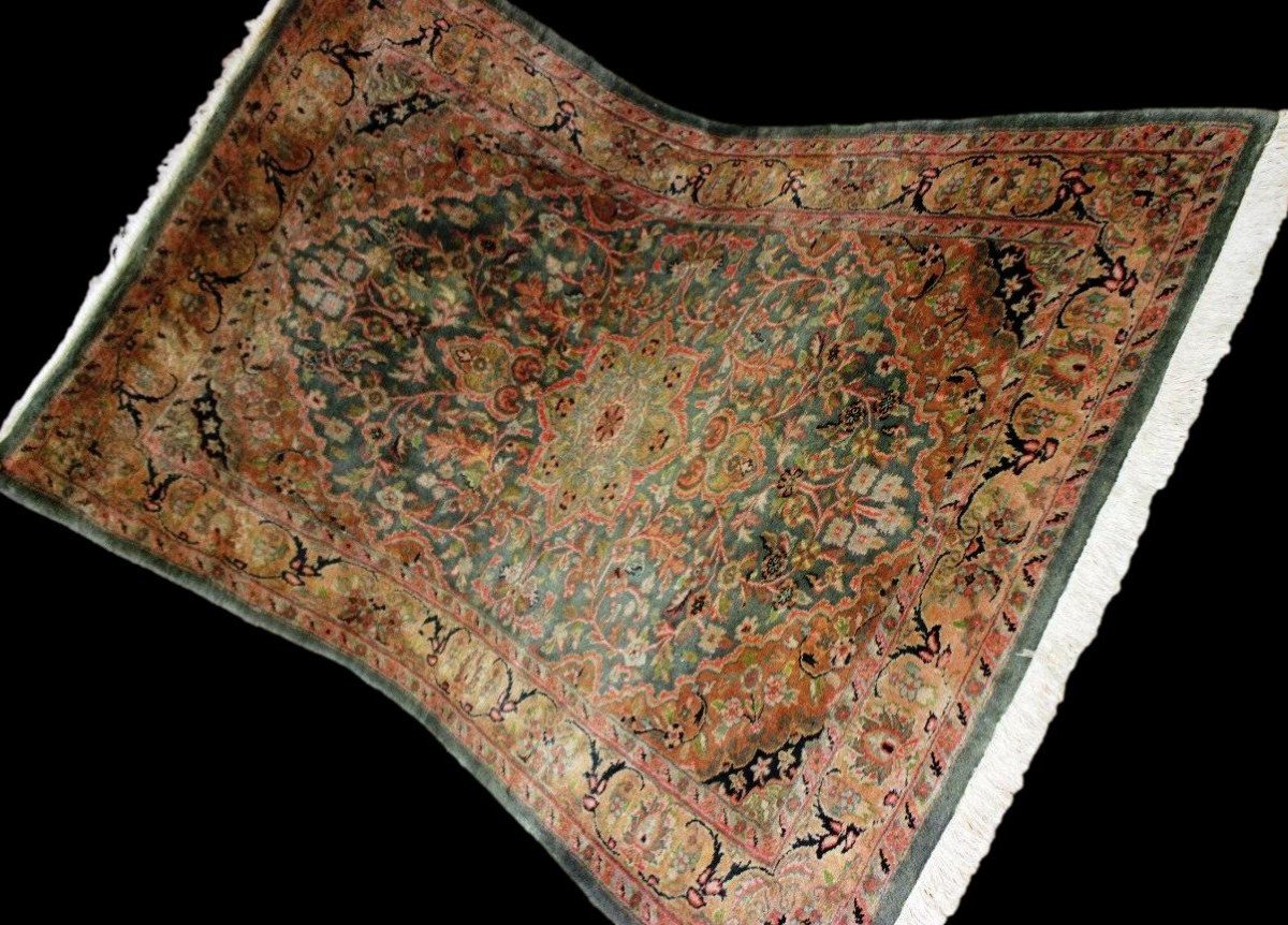 Sarouk Carpet, Indo-persian Kanchipur, 113 X 182 Cm, Hand-knotted Wool Circa 1980, In Very Good Condition-photo-4