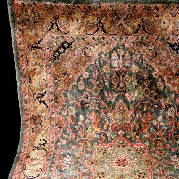 Sarouk Carpet, Indo-persian Kanchipur, 113 X 182 Cm, Hand-knotted Wool Circa 1980, In Very Good Condition-photo-1