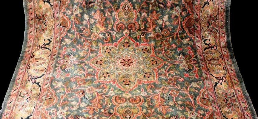 Sarouk Carpet, Indo-persian Kanchipur, 113 X 182 Cm, Hand-knotted Wool Circa 1980, In Very Good Condition-photo-3