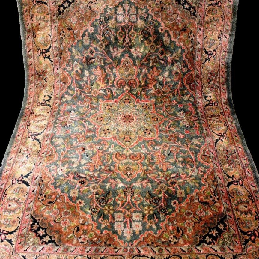 Sarouk Carpet, Indo-persian Kanchipur, 113 X 182 Cm, Hand-knotted Wool Circa 1980, In Very Good Condition-photo-8