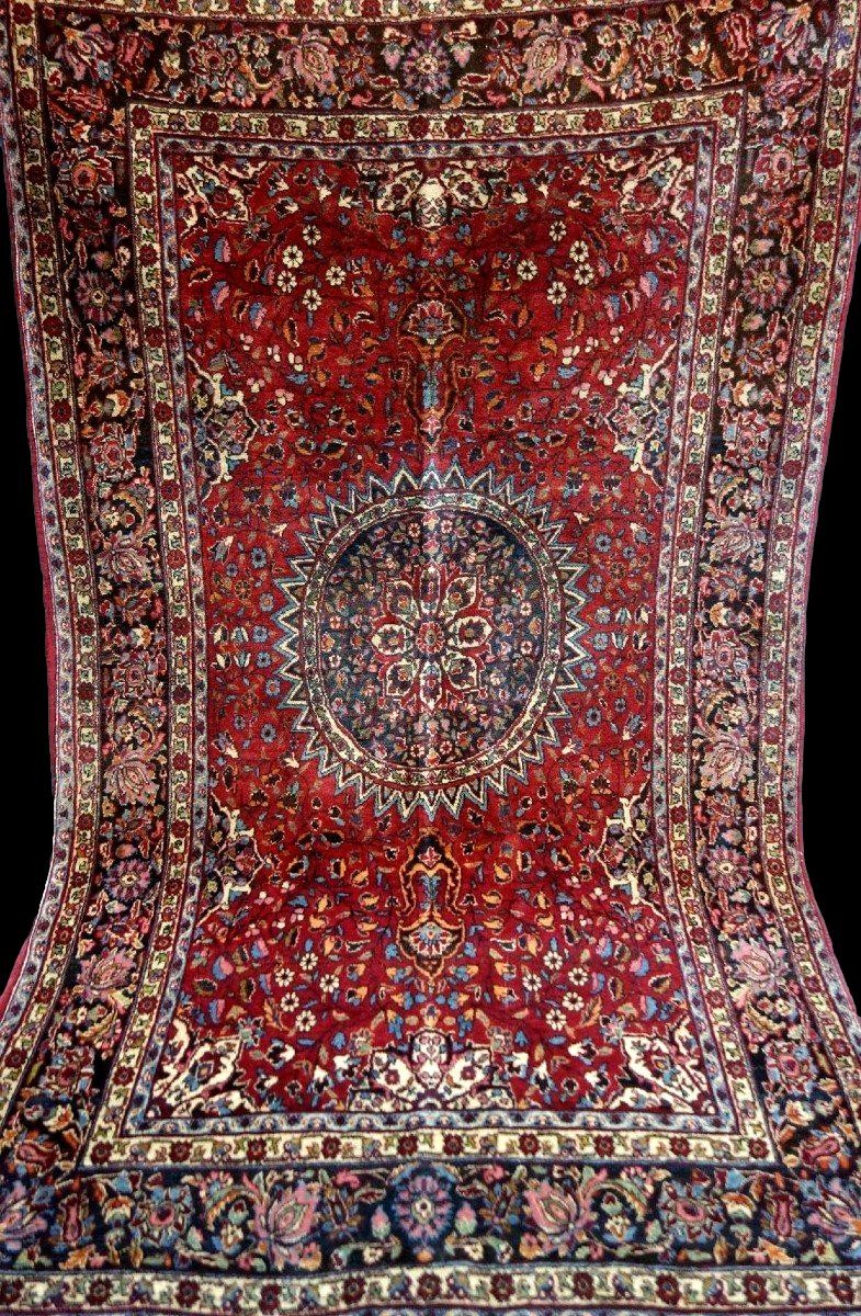 Tapis Macchad, beau persan, 137 x 230 cm, laine nouée main en Iran vers 1950, en bel état-photo-2