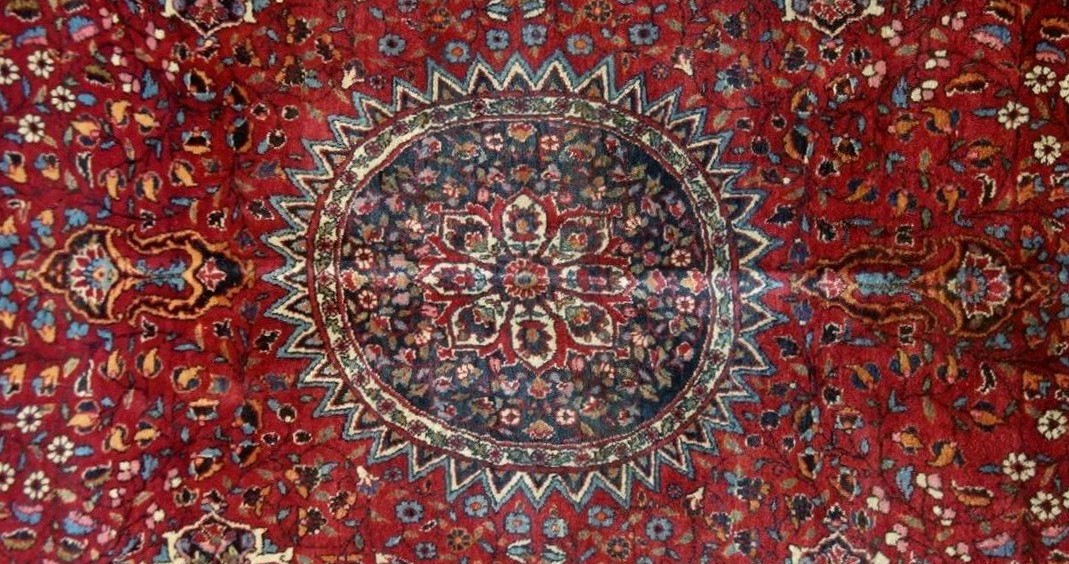 Tapis Macchad, beau persan, 137 x 230 cm, laine nouée main en Iran vers 1950, en bel état-photo-3