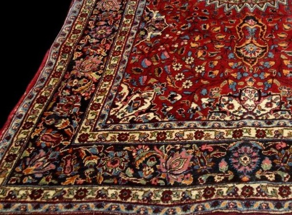 Tapis Macchad, beau persan, 137 x 230 cm, laine nouée main en Iran vers 1950, en bel état-photo-3