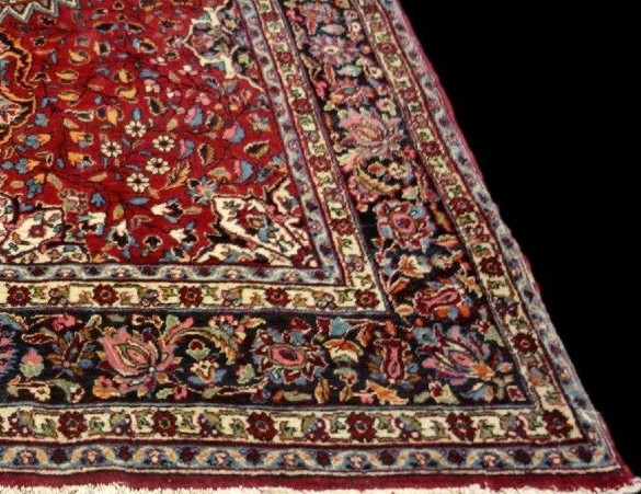 Tapis Macchad, beau persan, 137 x 230 cm, laine nouée main en Iran vers 1950, en bel état-photo-4