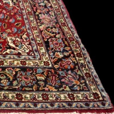 Tapis Macchad, beau persan, 137 x 230 cm, laine nouée main en Iran vers 1950, en bel état-photo-5