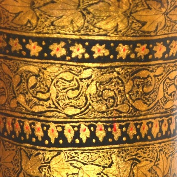 Hand-painted Papier-mâché Vase With Oriental Decoration, From Kashmir, 1960s - 1970s-photo-5