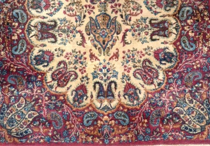 Tapis Kirman, 117 x 210 cm, laine kork nouée main vers 1970 en Iran, en très bon état-photo-6