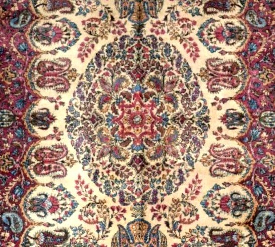 Tapis Kirman, 117 x 210 cm, laine kork nouée main vers 1970 en Iran, en très bon état