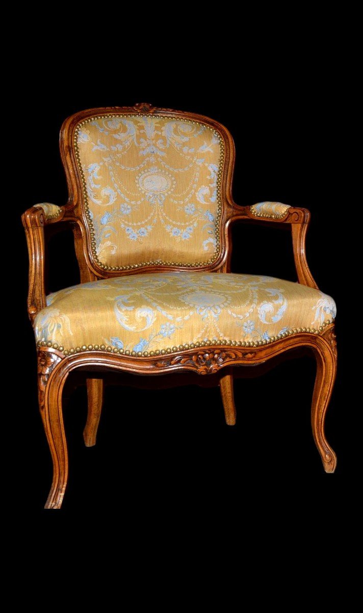 Armchairs Pair, Louis XV Style Circa 1890, New Upholstery-photo-2