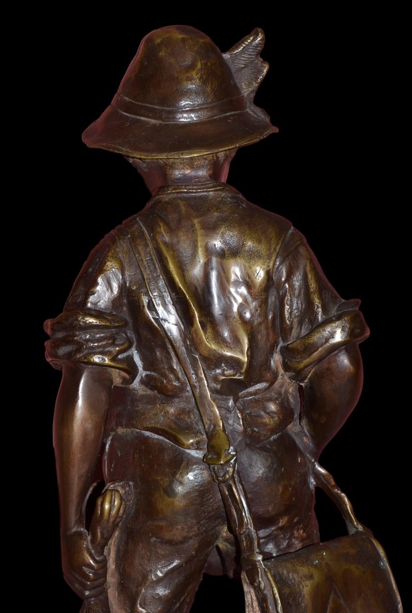 Auguste CACE, " Bronze d'un enfant chasseur "  fin du XIXème siècle-photo-3