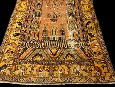 Yahyali Carpet Of Ancient Prayer, 118 Cm X 228 Cm, Anatolia, Turkey, Beginning Of XXth Century-photo-3