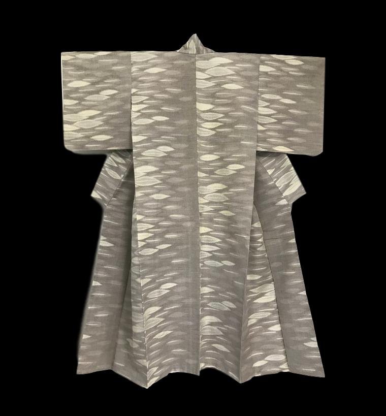 Kimono Komon en Soie, Japon, décor de feuilles, 1950/ 1960, Très bon état