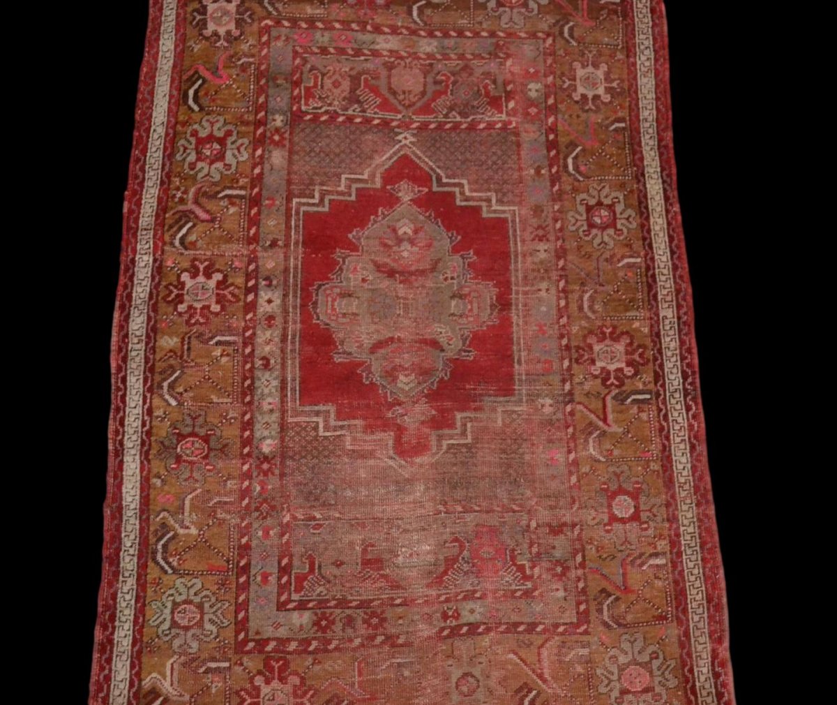 Old Kiz Bergama Rug, Anatolia, 105 Cm X 162 Cm, Wool On Wool, Late 19th, Early 20th-photo-3