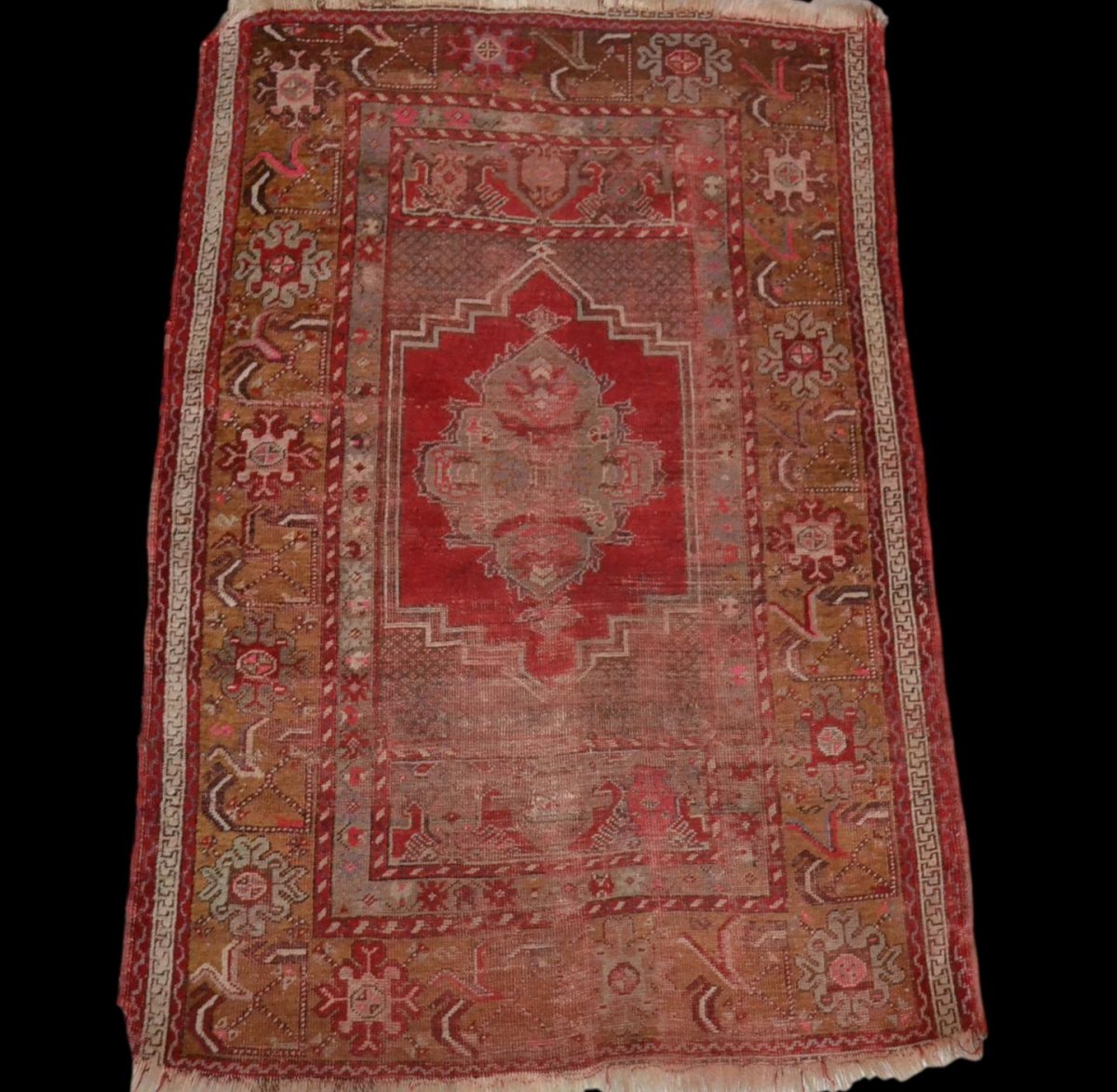 Old Kiz Bergama Rug, Anatolia, 105 Cm X 162 Cm, Wool On Wool, Late 19th, Early 20th-photo-2