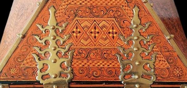 Wedding Box, Kerala, Portia Wood, India, XIXth Century, Very Good Condition-photo-4