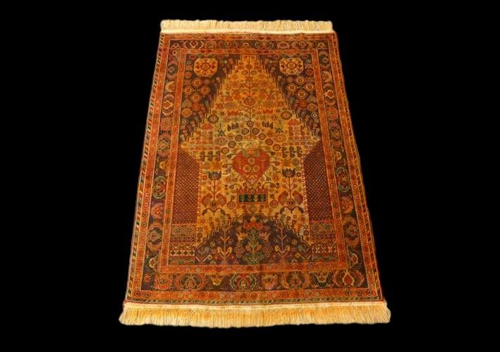 Persian Rug Yezd, 102 Cm X 150 Cm, Iran, Hand-knotted Wool, Circa 1970, Very Good Condition-photo-3