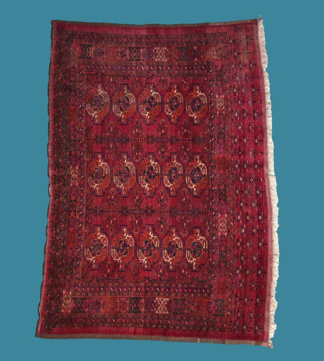 Tapis chouval Tekké, 104 x 158 cm, Turkestan, laine sur laine, XIXème siècle, début XXème-photo-6
