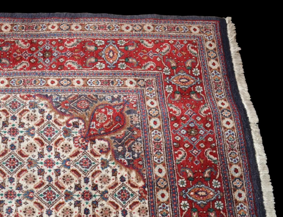 Tapis Persan Moud Mahi, Iran, 214 cm x 310 cm, laine nouée main, vers 1980, superbe état-photo-4