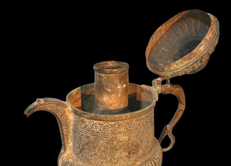 Teapot-kettle, Persia, Central Asia, Embossed Copper, 19th Century-photo-2