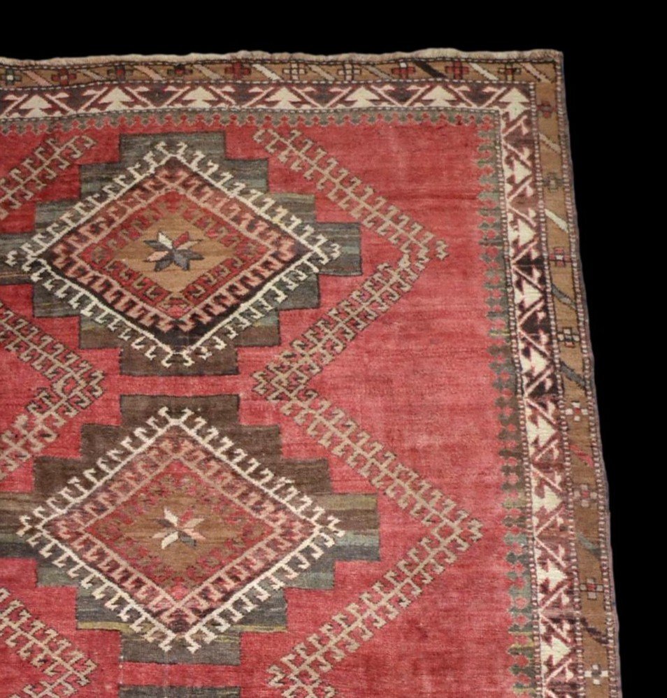 Tapis Kazak, Caucase, 142 cm x 178 cm, laine sur laine nouée main avant 1950, Très bon état-photo-4