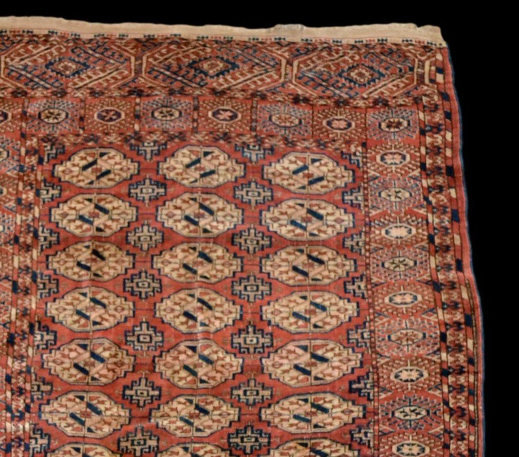 Ancient Tékké Carpet, Turkestan, 138 Cm X 186 Cm, Hand-knotted Wool, Middle 20th Century-photo-1