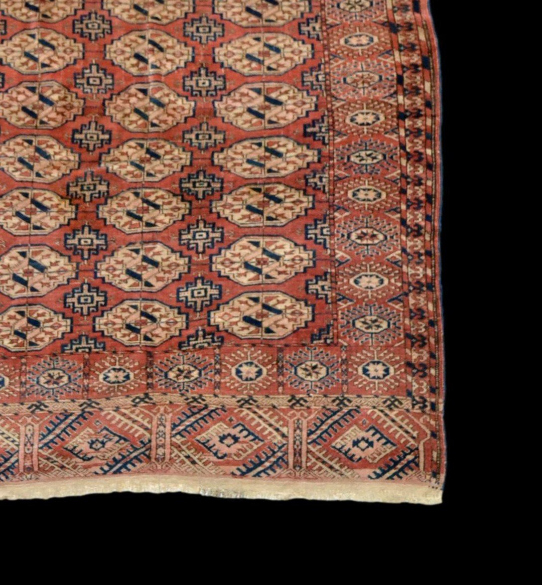 Ancient Tékké Carpet, Turkestan, 138 Cm X 186 Cm, Hand-knotted Wool, Middle 20th Century-photo-4