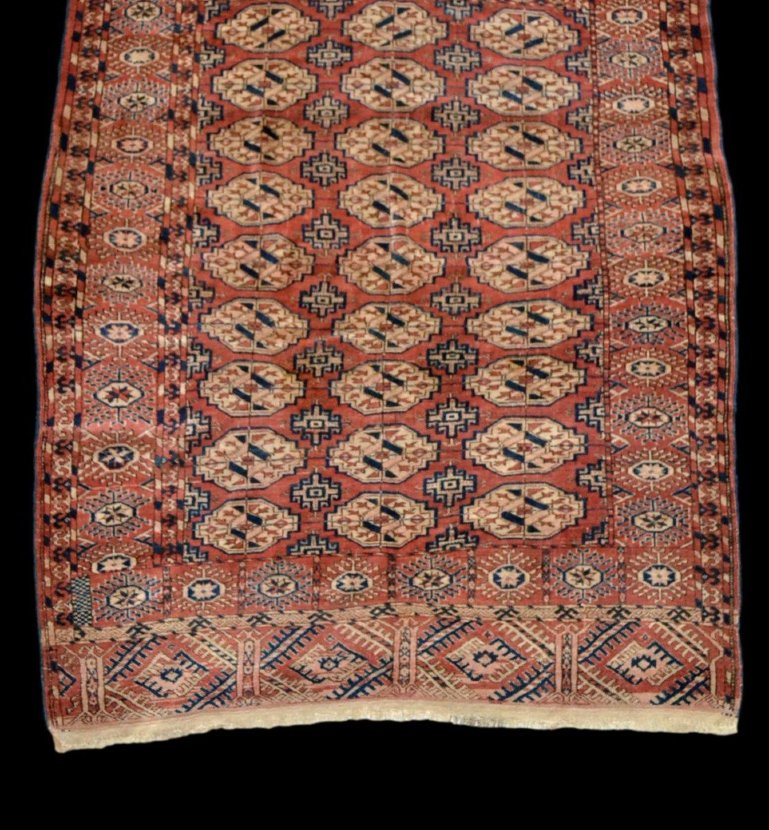 Ancient Tékké Carpet, Turkestan, 138 Cm X 186 Cm, Hand-knotted Wool, Middle 20th Century-photo-5