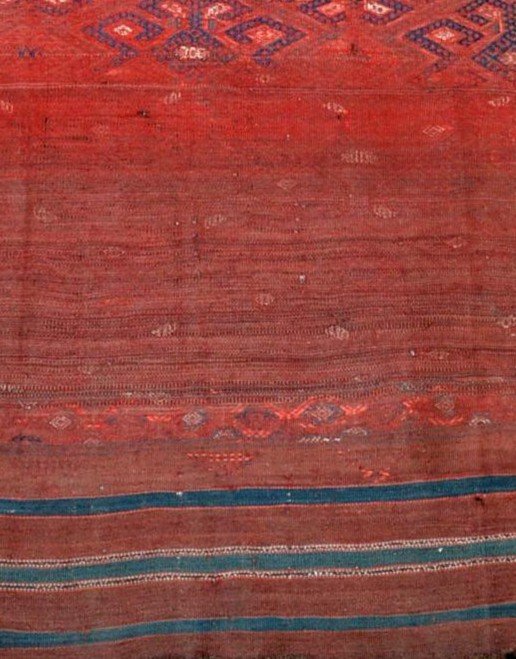 Old Kurdish Kilim, 185 Cm X 340 Cm, XIXth From The Region Of Macchad, State Of Discovery, Museum-photo-5