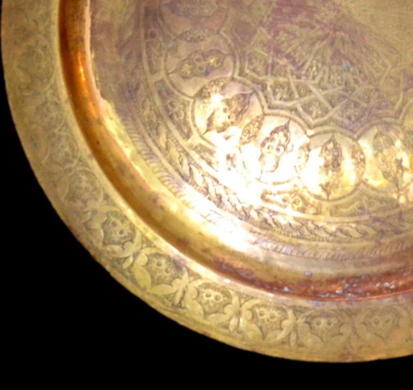 Important Chiseled Tray, Diameter 88 Cm, Copper, Maghreb From The Beginning Of The XXth Century,-photo-4