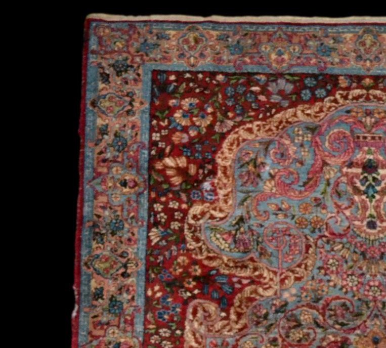 Tapis Persan Kirman ancien, 1880, Iran, 122 cm x 195 cm, laine nouée main fin du XIXème Siècle-photo-3