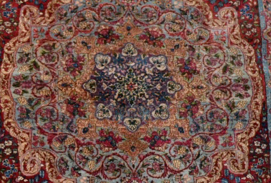 Tapis Persan Kirman ancien, 1880, Iran, 122 cm x 195 cm, laine nouée main fin du XIXème Siècle-photo-6