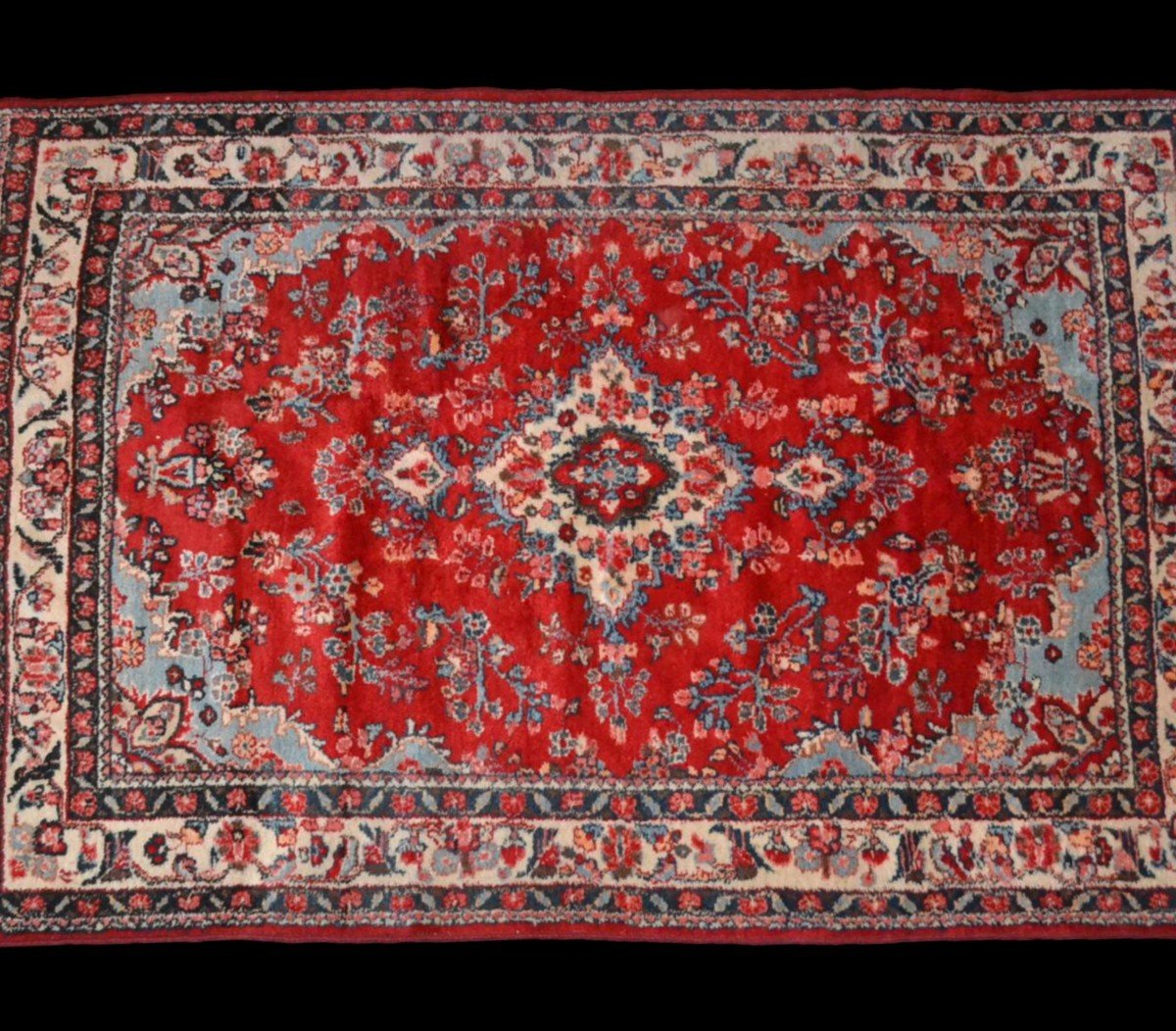 Tapis Persan Hamadan, Iran, 138 cm x 202 cm, laine nouée main vers 1960/1970, très bel état-photo-2