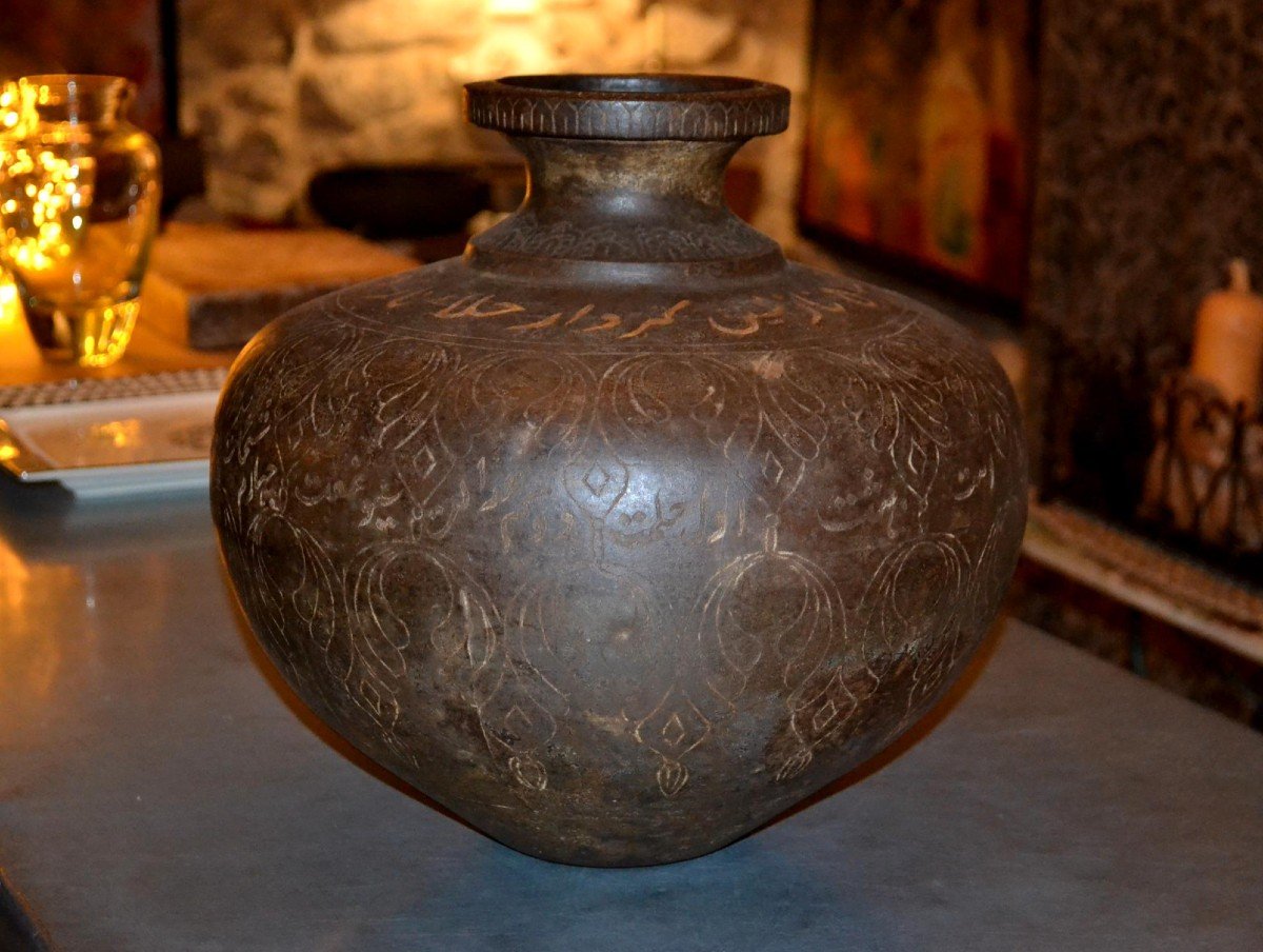 Water Jar, Calligraphy And Acanthus Decoration, Rajasthan, North-east India, Rare Model-photo-2