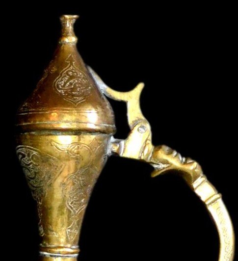 Ewer And Its Basin, Algeria Late 19th Century, Chiseled Yellow Copper-photo-1