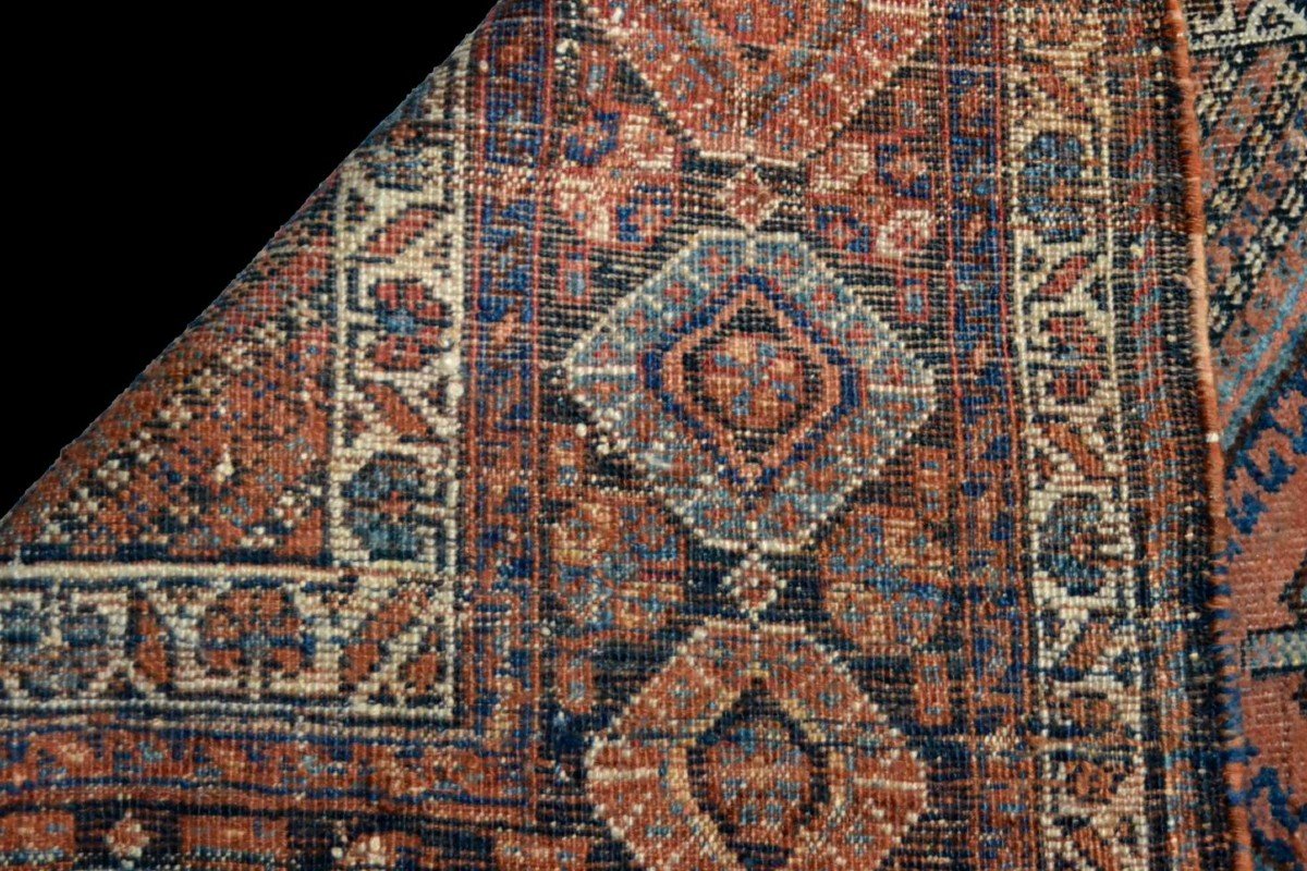 Tapis ancien Afshar, Shahr Babak, 151cm x 192 cm, laine nouée main, Iran, seconde partie du XIX-photo-7