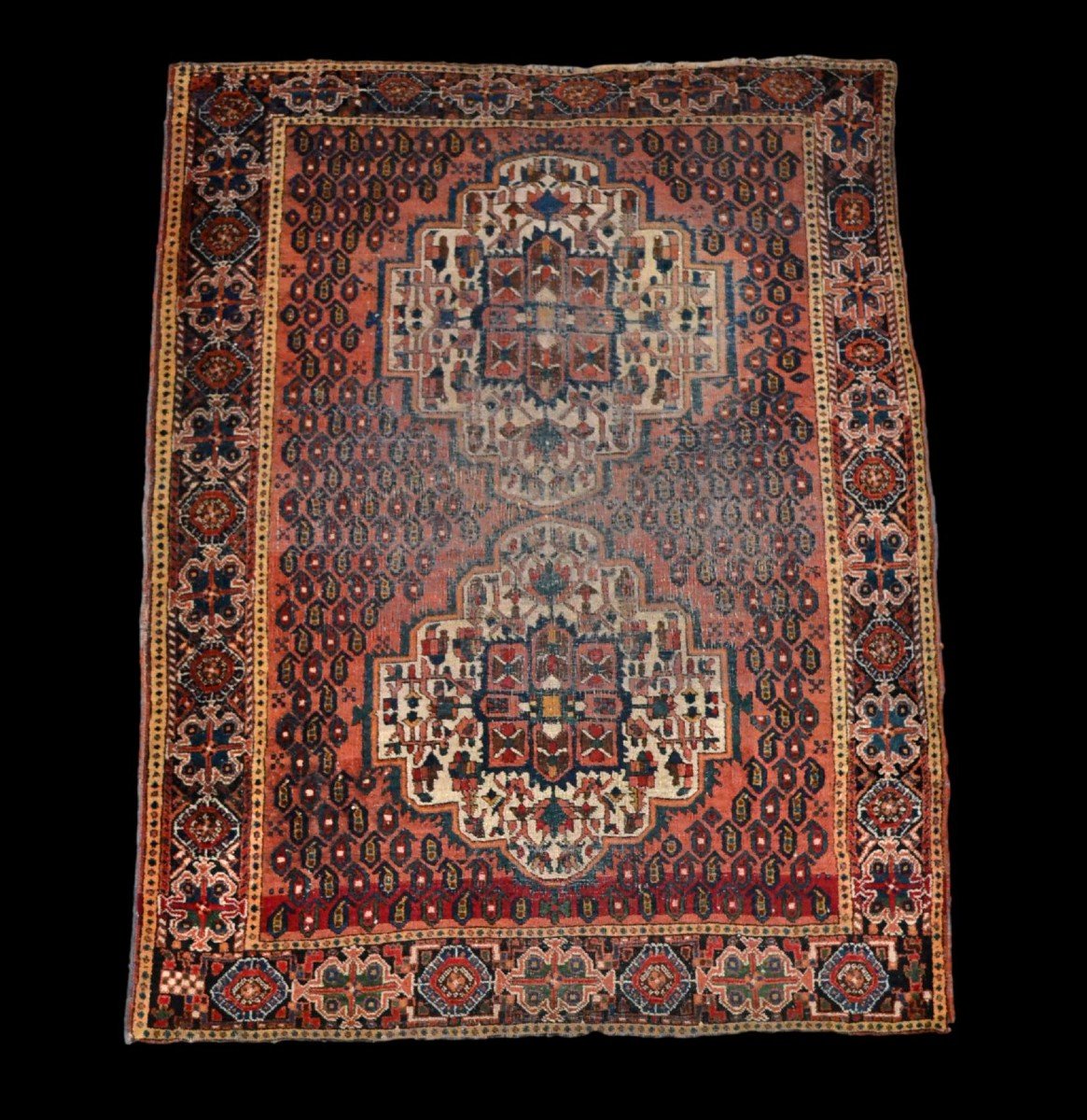 Antique Afshar Rug, 120 Cm X 155 Cm, Hand-knotted Wool, Iran, Early 20th Century-photo-7