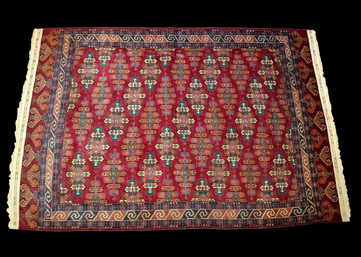 Old Tekké Rug, 163 Cm X 245 Cm, Hand-knotted Wool, Turkestan, 1950s, Perfect Condition-photo-2