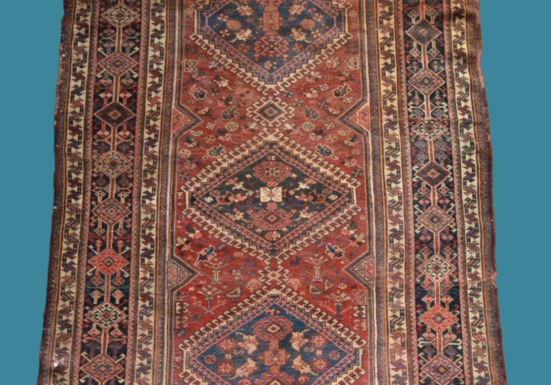 Antique Kashkai Rug, 138 Cm X 252 Cm, Hand-knotted Wool, Iran, Second Half Of The 19th Century-photo-2