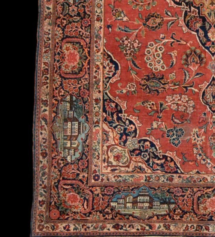 Antique Kashan Rug, 136 X 208 Cm, Hand-knotted Wool And Silk, Persia, (iran) Mid-19th Century-photo-2